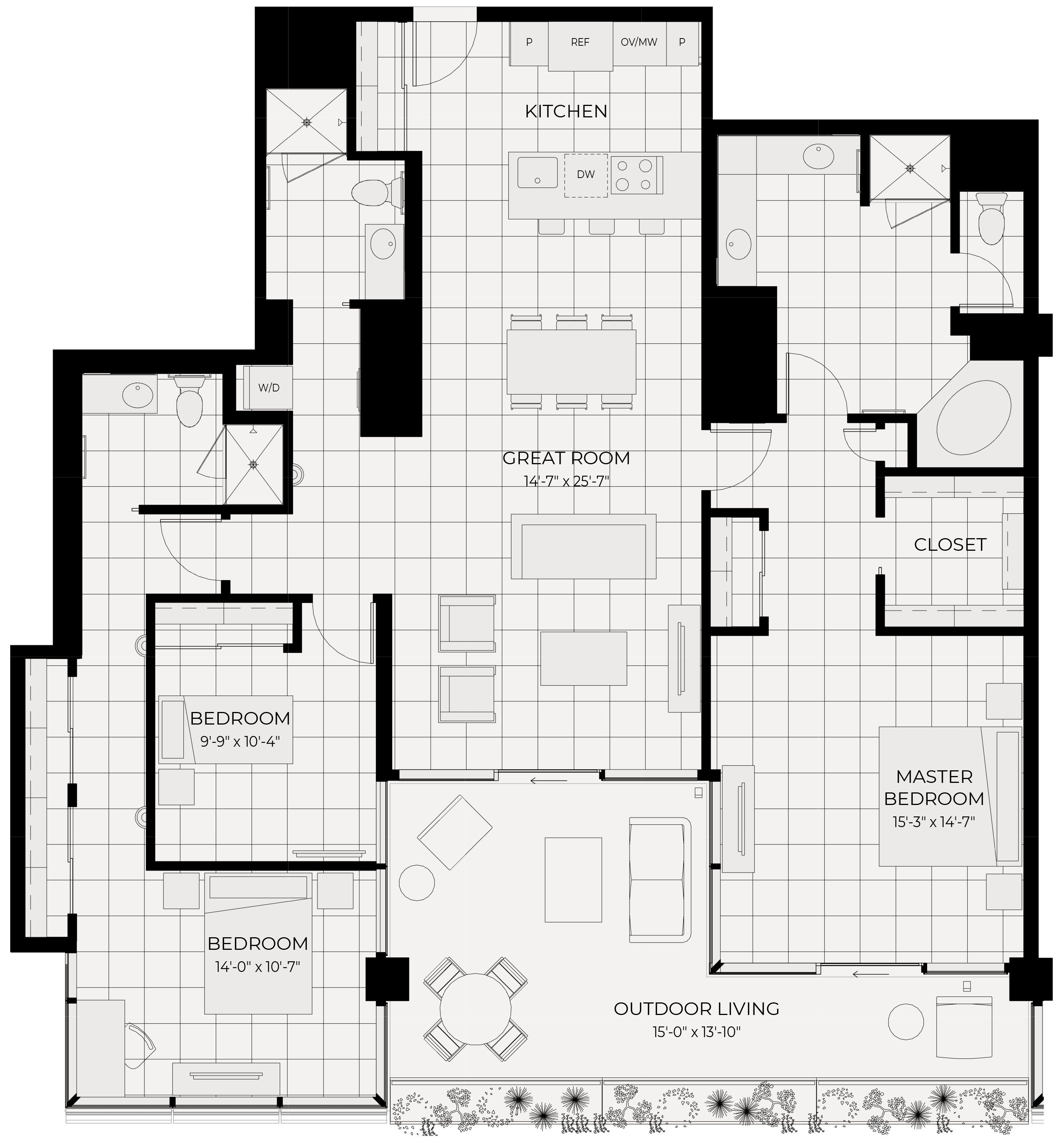 Floor plan for 3 beds, 3 baths, 1778 sqft